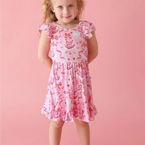 Posh Peanut Love cake Pink Heart Pattern Dress-2T